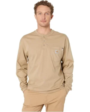 Carhartt Flame-Resistant Force Cotton Long Sleeve Henley | Shirts & Tops -Carttha Shop 619A3WUEW L. AC SR736920