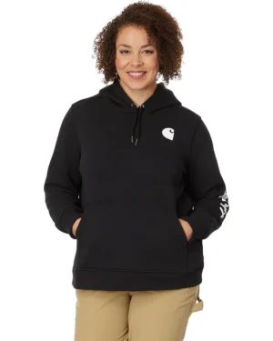 Carhartt Plus Size Clarksburg Sleeve Logo Hooded Sweatshirt | Hoodies & Sweatshirts