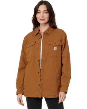 Carhartt Rugged Flex® Loose Fit Canvas Fleece-Lined Shirt Jacket | Coats & Outerwear